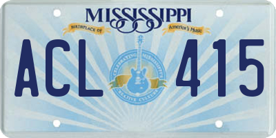 MS license plate ACL415