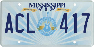 MS license plate ACL417