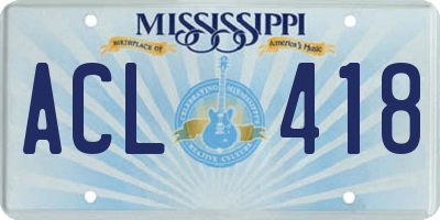 MS license plate ACL418