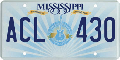 MS license plate ACL430