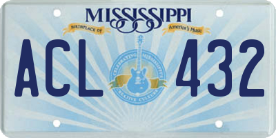 MS license plate ACL432