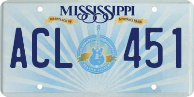 MS license plate ACL451