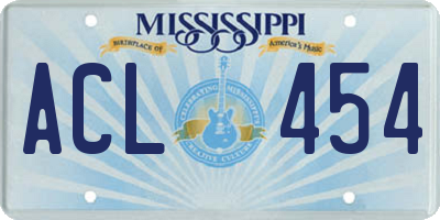 MS license plate ACL454
