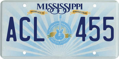 MS license plate ACL455