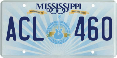 MS license plate ACL460