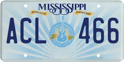 MS license plate ACL466