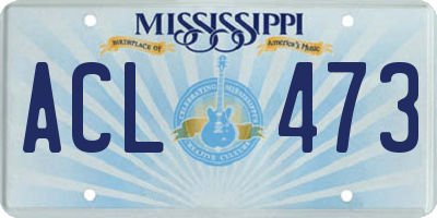 MS license plate ACL473