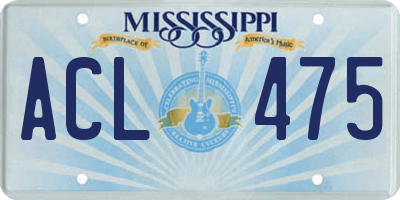 MS license plate ACL475