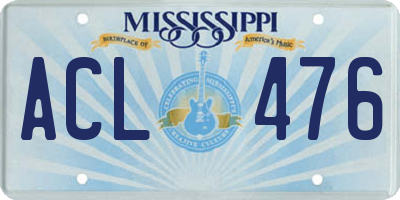 MS license plate ACL476