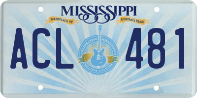 MS license plate ACL481