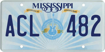 MS license plate ACL482
