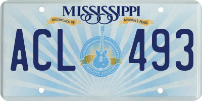 MS license plate ACL493