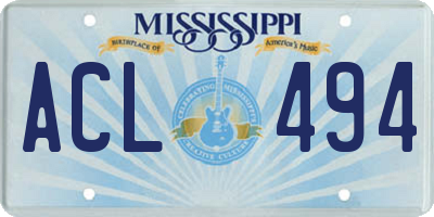 MS license plate ACL494