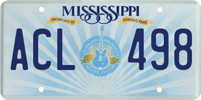 MS license plate ACL498