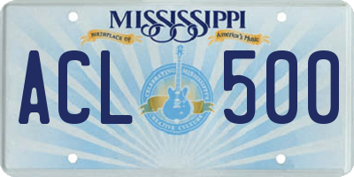 MS license plate ACL500