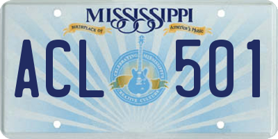 MS license plate ACL501