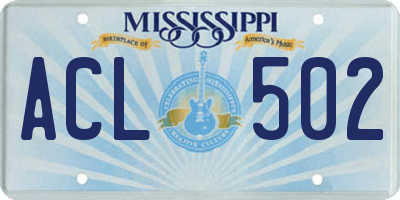 MS license plate ACL502