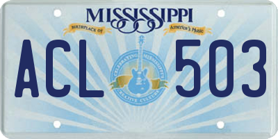 MS license plate ACL503