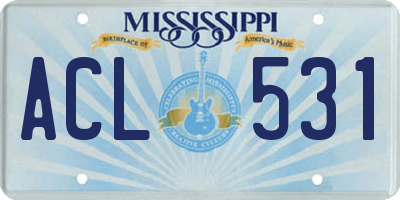 MS license plate ACL531