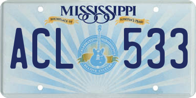 MS license plate ACL533