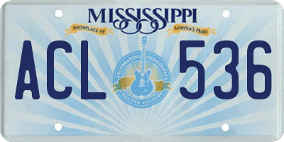 MS license plate ACL536