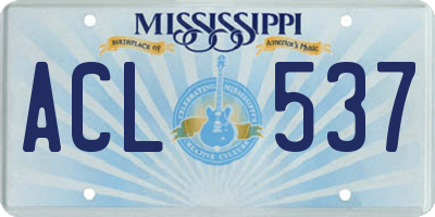 MS license plate ACL537