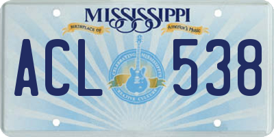 MS license plate ACL538