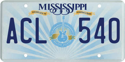 MS license plate ACL540
