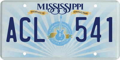 MS license plate ACL541