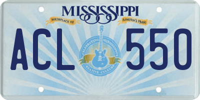 MS license plate ACL550