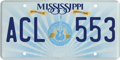 MS license plate ACL553