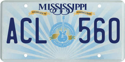 MS license plate ACL560