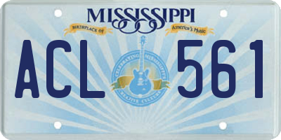 MS license plate ACL561