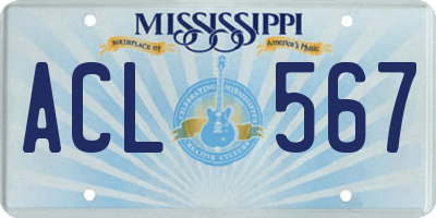 MS license plate ACL567