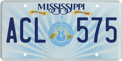 MS license plate ACL575