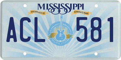 MS license plate ACL581
