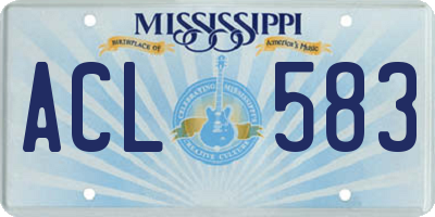 MS license plate ACL583