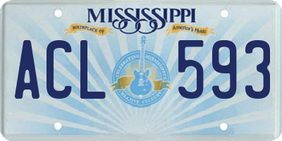 MS license plate ACL593
