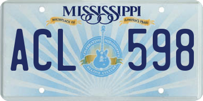 MS license plate ACL598