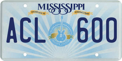 MS license plate ACL600