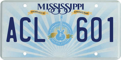 MS license plate ACL601