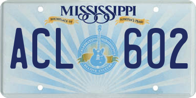 MS license plate ACL602