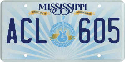 MS license plate ACL605
