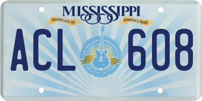 MS license plate ACL608