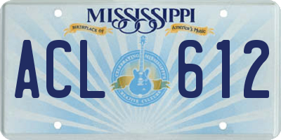 MS license plate ACL612