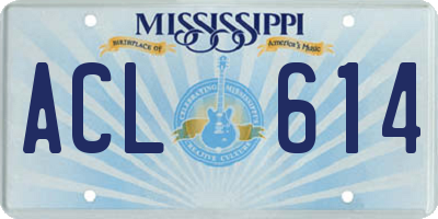 MS license plate ACL614