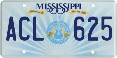 MS license plate ACL625