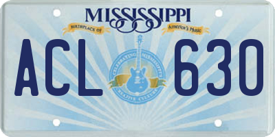 MS license plate ACL630