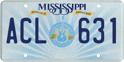 MS license plate ACL631