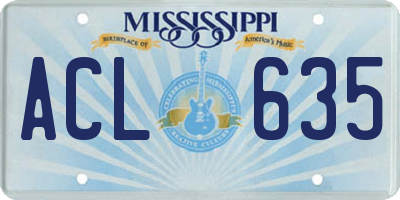 MS license plate ACL635